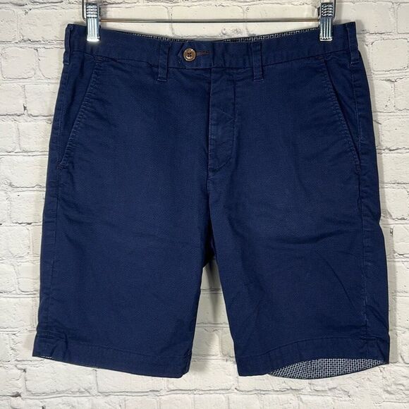 Ted Baker London Men's Shorlid Chino Khaki Shorts Size 30R Navy Blue Geometric - Picture 1 of 12